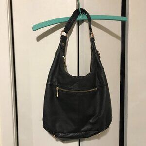 Danier Black Pebbled Leather Shoulder/Carry Bag